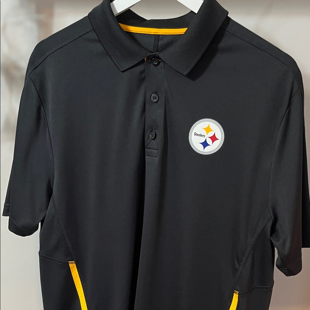 Pittsburgh Steelers NFL Majestic Field Classic II Men's Black Polo Large New